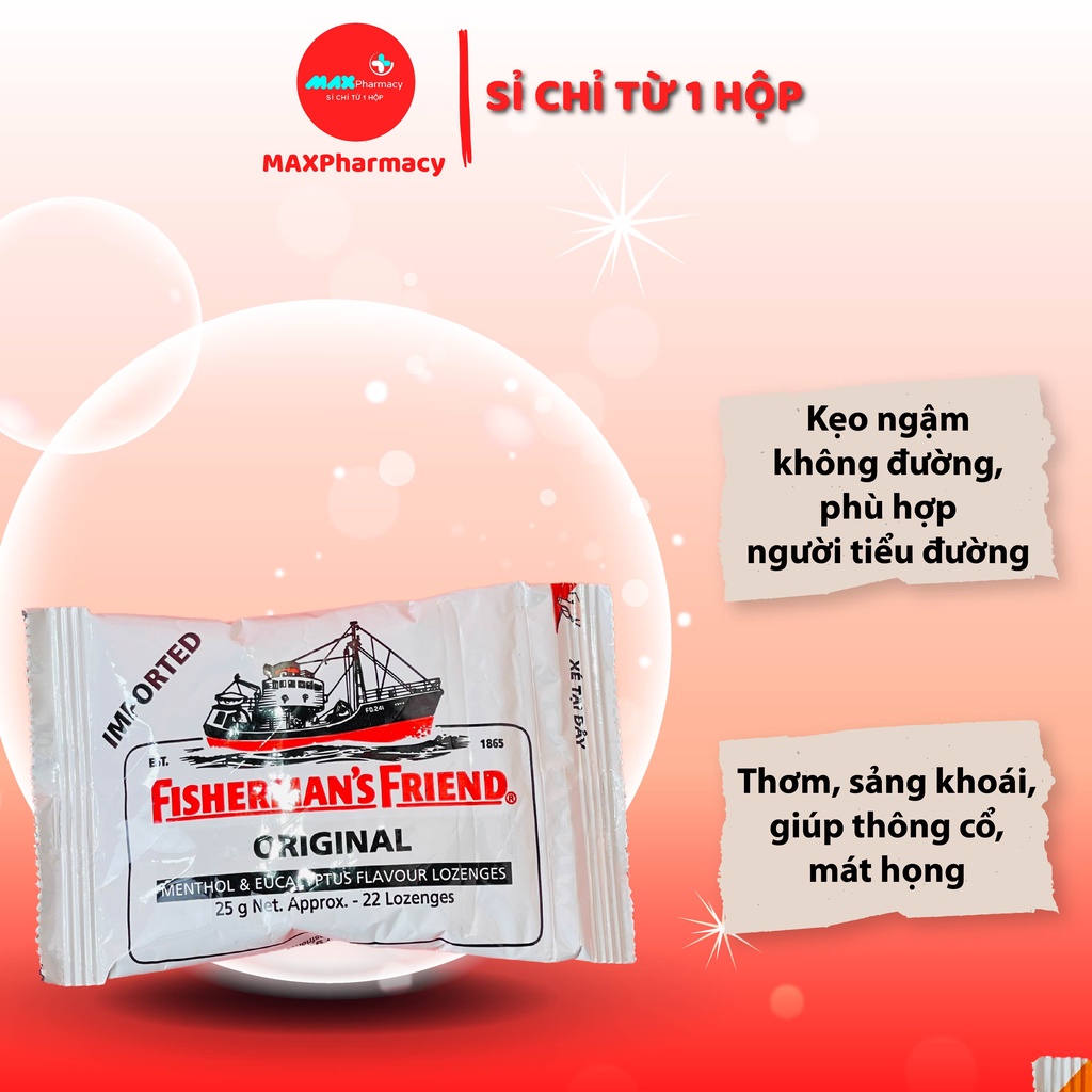HỘP 24 GÓI Kẹo Cay Con Tàu Fisherman's Friend Original  25g - Maxpharmacy