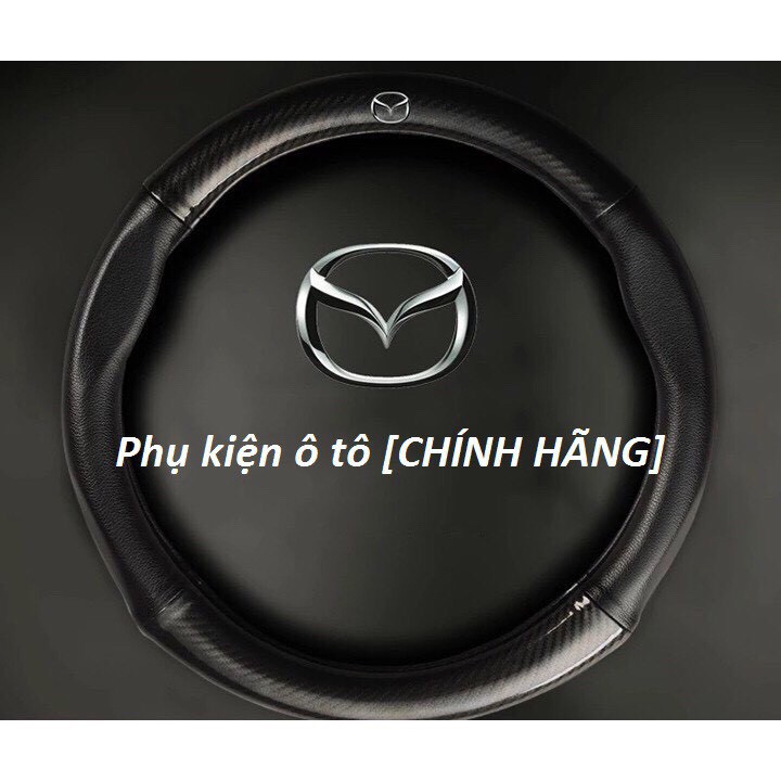 (Carbon) Bọc vô lăng Cacbon có Logo xe hơi, chống trơn trượt - Logo Mercedes