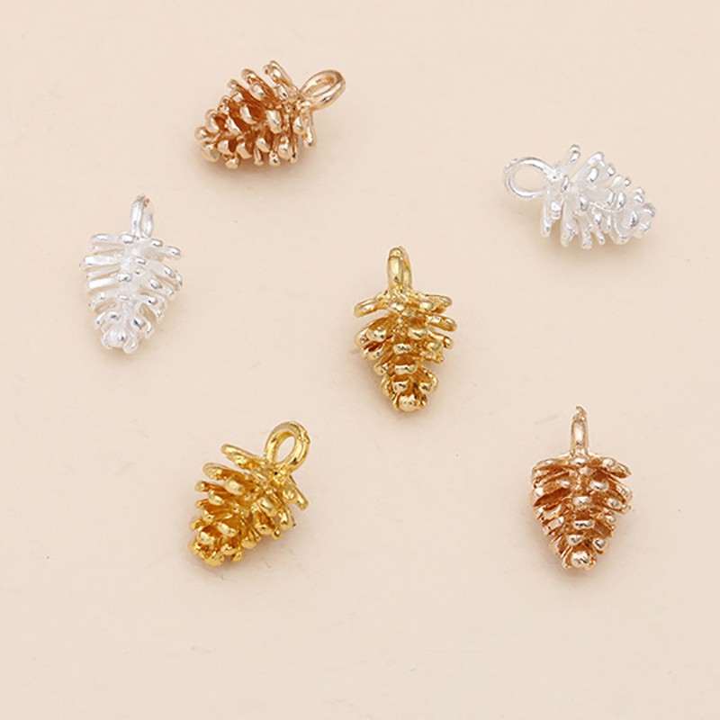 2 phiến treo đúc họa tiết trái thông 12*7mm nguyên liệu làm trâm làm trang sức cổ trang