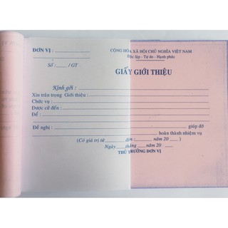 Giấy giới thiệu 2 liên 13x19cm (Combo 5 cuốn)