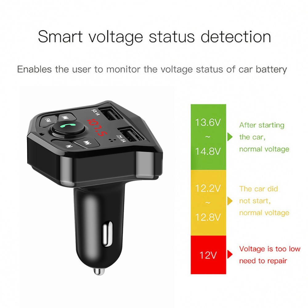 Thiết bị thu phát Bluetooth phát nhạc và đài FM với 2 cổng sạc USB dành cho xe ô tô | WebRaoVat - webraovat.net.vn