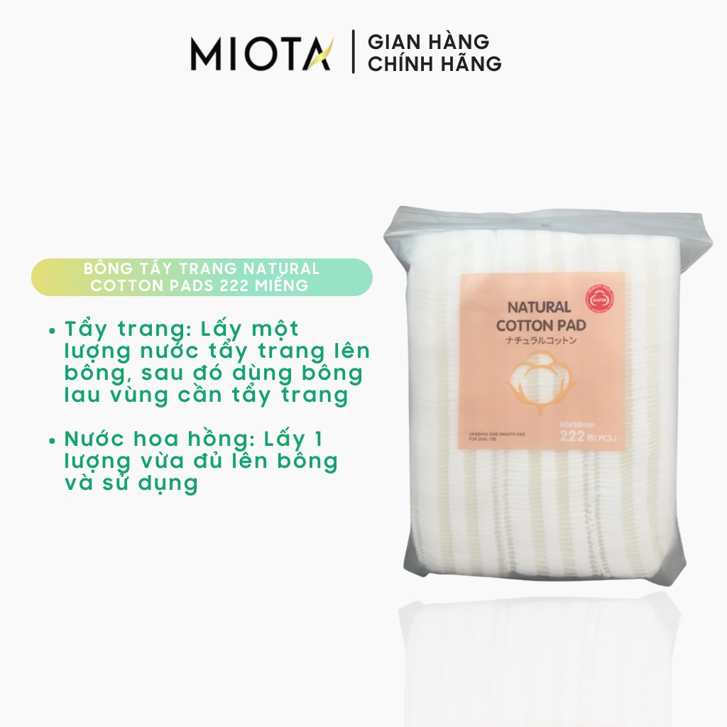 Bông tẩy trang 3 lớp  Natural Cotton pads Miota 222 miếng