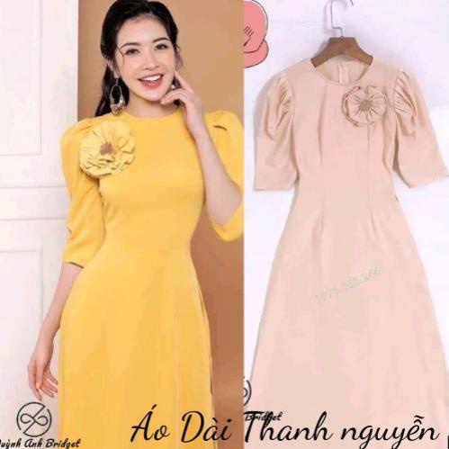 Áo dài lụa ngoc Trai  tay bồng 2 tà  cao cấp