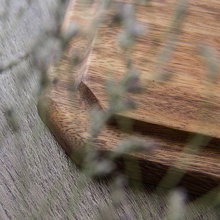 Khay Gỗ cây keo hình Bát giác (Màu Nâu Đậm)