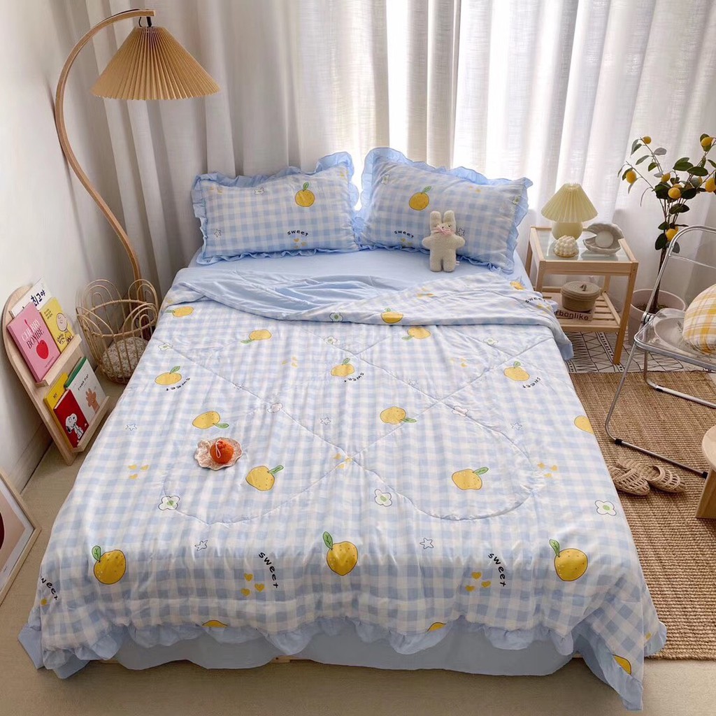 Set Chăn Ga Cotton Đũi-Đũi Bèo Cao Cấp Mới 2021