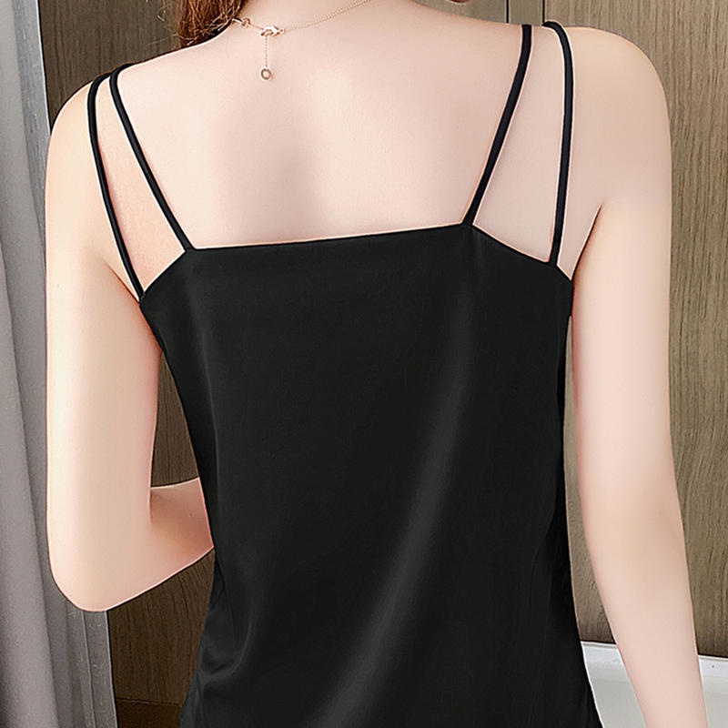 Áo Chiffon Lụa Lạnh Hai Dây Dáng Rộng Cổ Chữ V Lưng Đẹp Gợi Cảm Thời Trang Xuân Hè Dành Cho Bạn Nữ Mặc Ngoài Trời