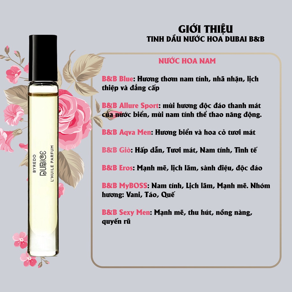 Tinh dầu nước hoa Dubai B&amp;B 20ml chai đính đá cao cấp tặng kèm túi xách - dubice