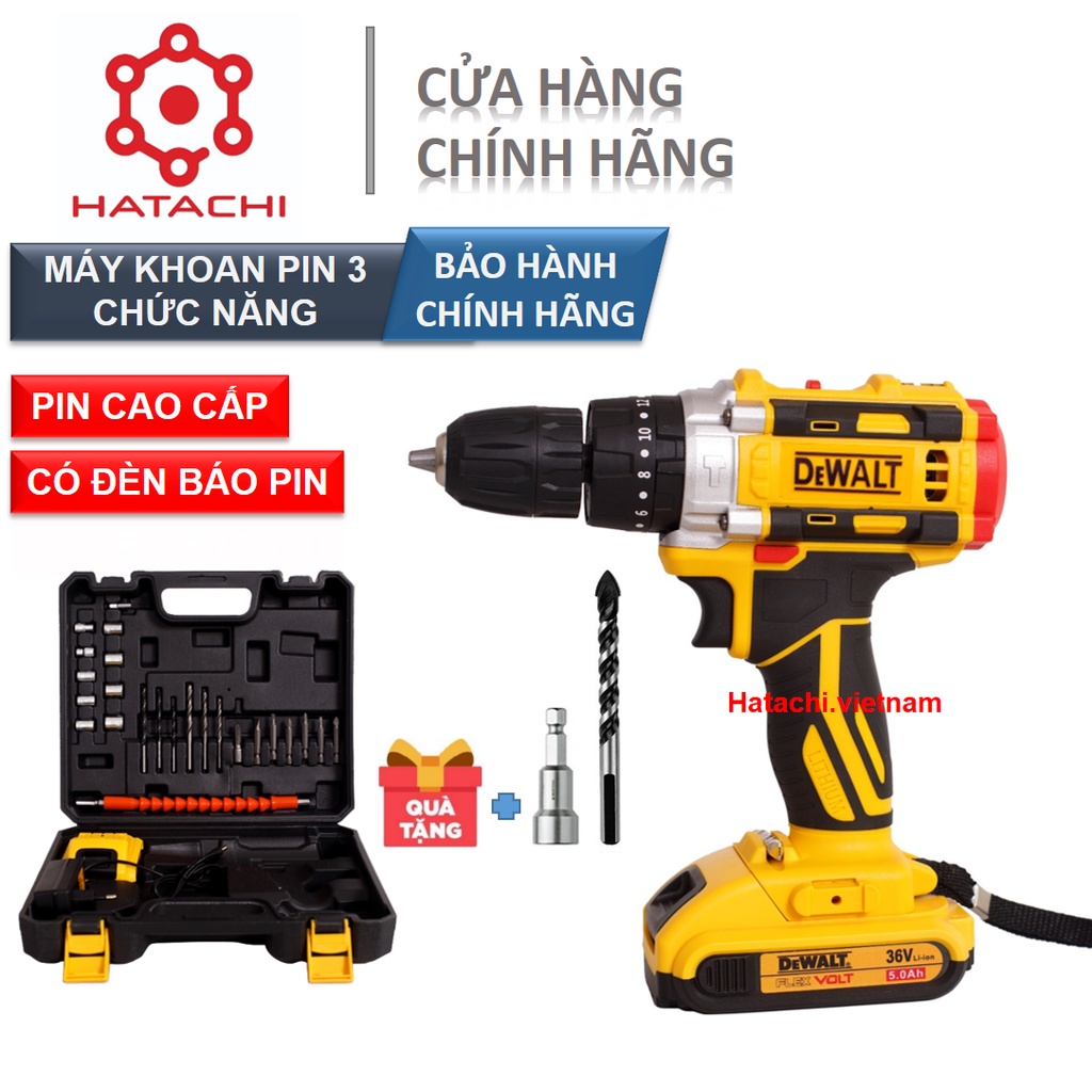 Máy khoan pin | Máy khoan Pin Xám cao cấp I Khoan tường, bắn vít, có búa | 3 chức năng