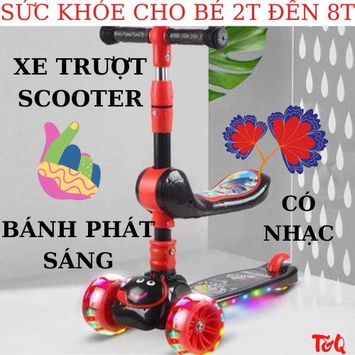 Xe trượt scooter 💥FREESHIP💥 đa năng phát sáng cho bé từ 2 đến 8 tuổi - Xe thăng bằng có nhạc, ghế nhún cho trẻ DC009