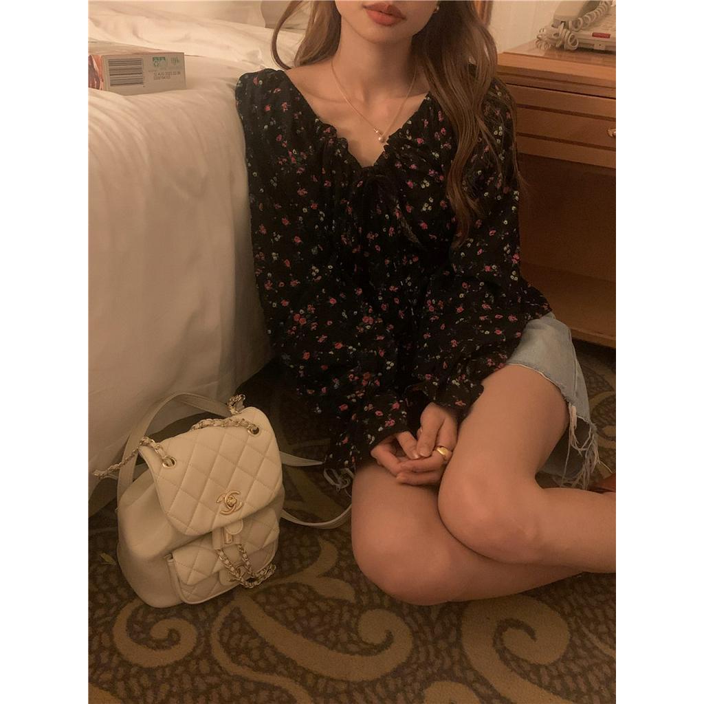 Áo Voan Hoa Cổ Thấp Dài Tay Thời Trang Pháp Quý Phái 62202 2 Màu