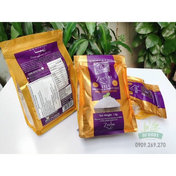 Gạo Ấn Độ Premium Basmati Zeeba 1121 Gạo dài Gluten free (túi 1kg)