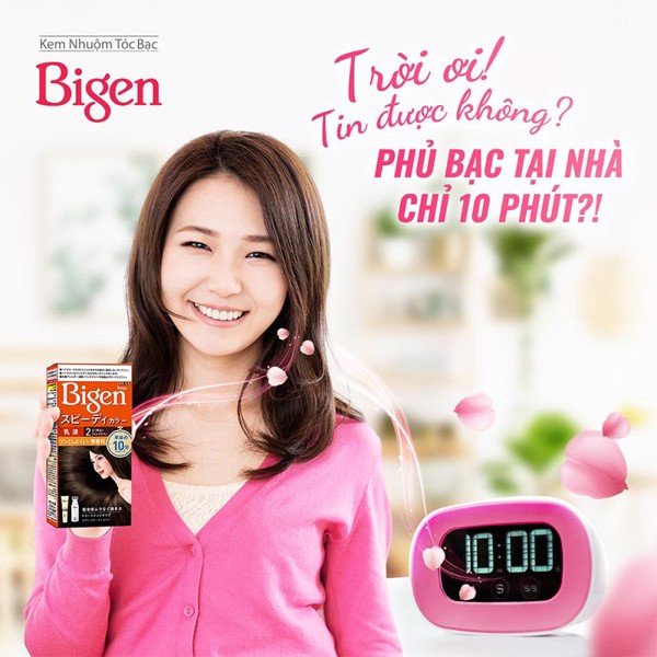 Kem Nhuộm Tóc Phủ Bạc Bigen #5 Màu Nâu Sẫm 80g Speedy Color Milky