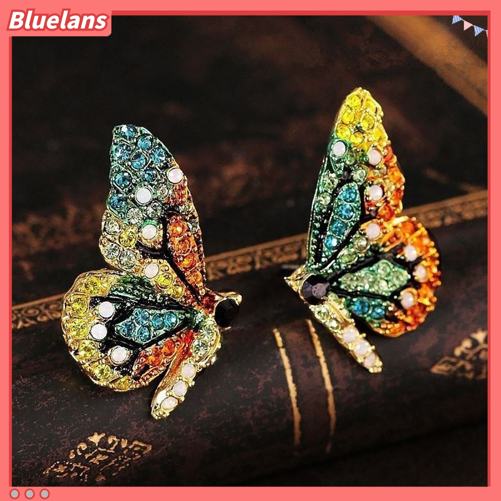 Bông Tai Hình Bướm Đính Đá Nhiều Màu Thời Trang 48h Dành Cho Nữ