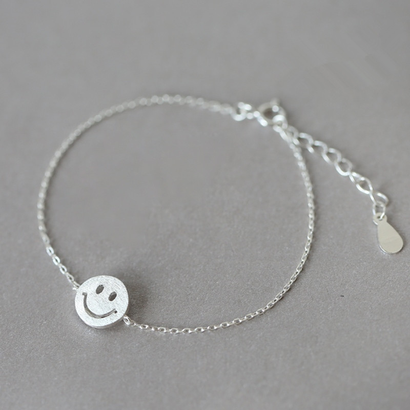 Lắc chân màu bạc hình mặt cười dễ thương thời trang cho nữ