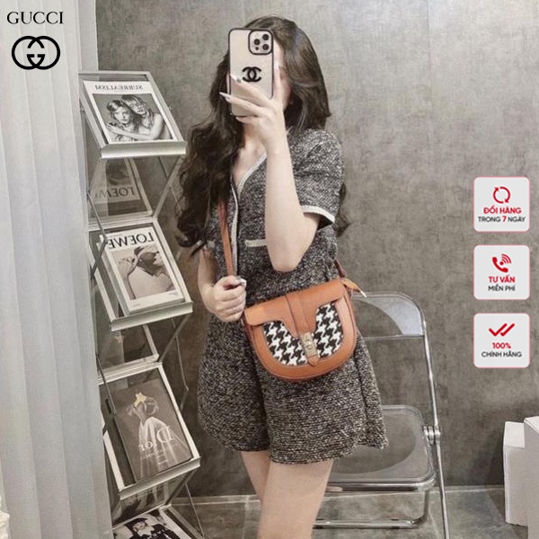 Túi đeo chéo nữ đi chơi đẹp da trơn mềm họa tiết caro sang chảnh hot trend HH 308
