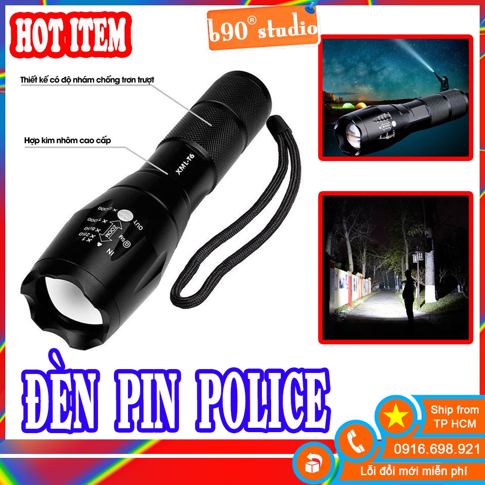 🔥 GIÁ SỈ 🔥 Đèn Pin Cầm Tay Police KHÔNG PIN khay Pin 3 Pin aaa