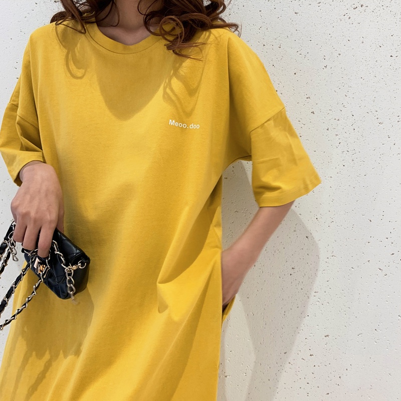 Đầm Thun Cotton Ngắn Tay Thời Trang Hàn Quốc Dành Cho Nữ