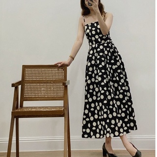 Đầm hai dây cột dây lưng - Polka Dot