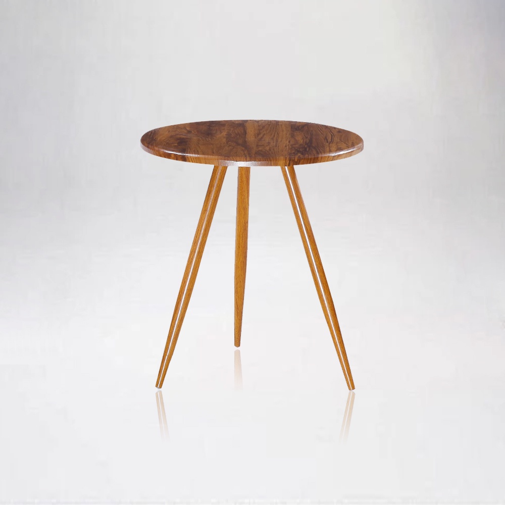 Bàn tròn Eames chân thép sơn nhiệt giả gỗ IBIE nhiều tùy chọn