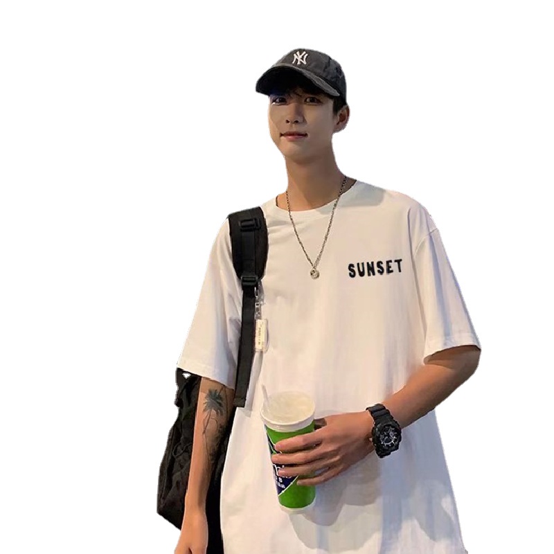 Áo Thun Tay Ngắn Cổ Tròn In Chữ Size M-5XL Phong Cách Hàn Quốc Thời Trang Cho Nam