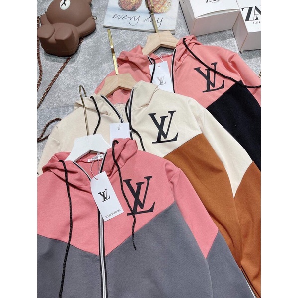 Bộ thể thao nữ umi mũ trùm khoá kéo phối màu L..V.sL