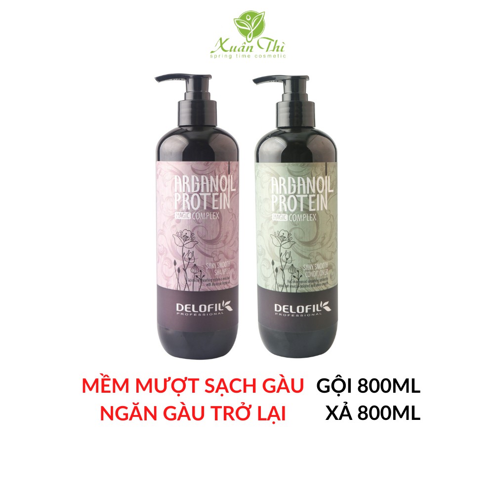Cặp Gội Xả Mềm Mượt Sạch Gàu DELOFIL Silky Smooth 800ml