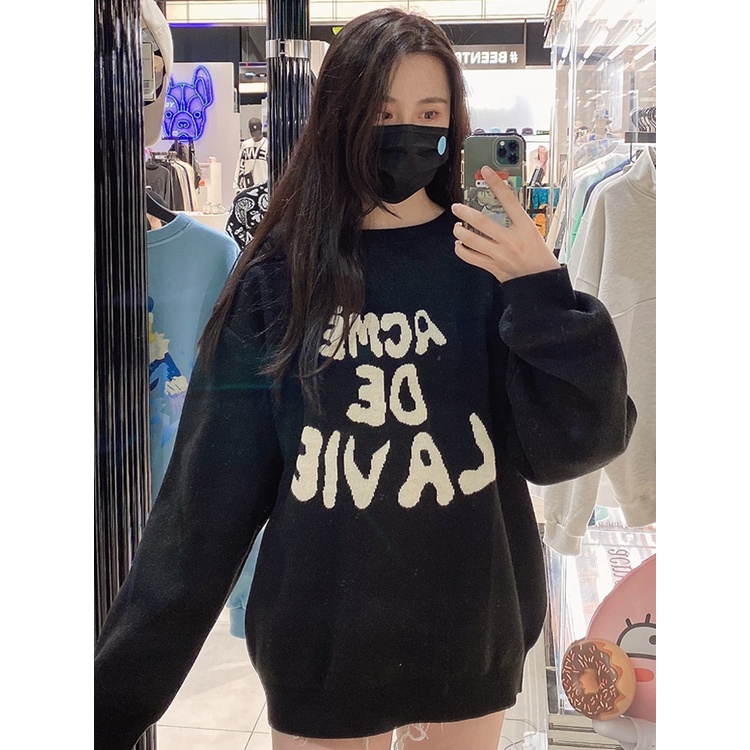 ADLV Áo nỉ tay dài in chữ trẻ trung thời trang nam nữ