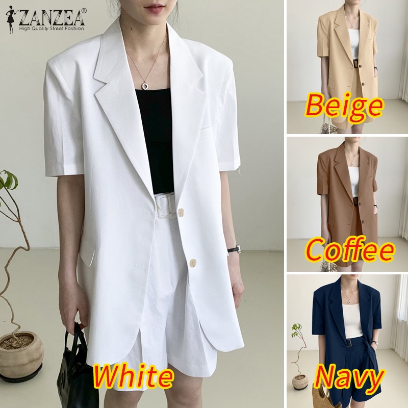 Set áo tay 3 / 4 phối túi + quần short Zanzea thời trang nữ