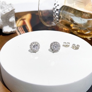 Khuyên tai bạc nụ đá tròn cao cấp viên chủ 3,5 đến 7 li - trang sức mina jewelry