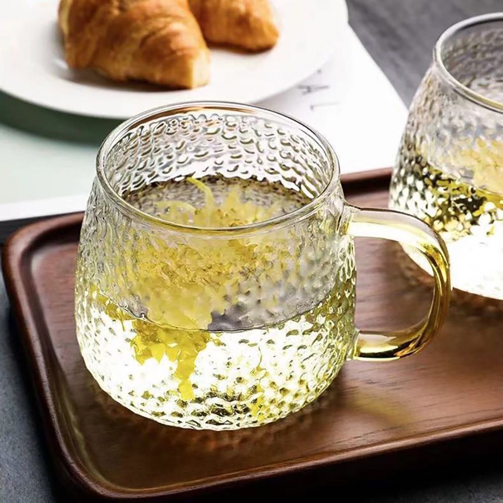 Cốc uống trà/ cà phê bằng thủy tinh trong suốt có tay cầm phong cách cổ điển độc đáo