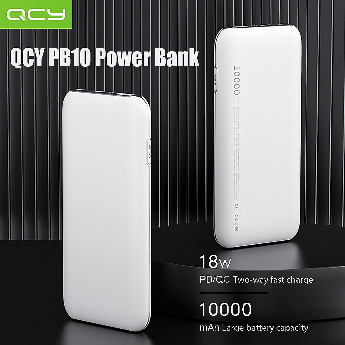 Siêu Phẩm Pin Sạc Dự Phòng 10000mAh PD USB-C QCY PB10 Hỗ Trợ Sạc Nhanh PD Power Delivery 18W - Hàng Chính Hãng