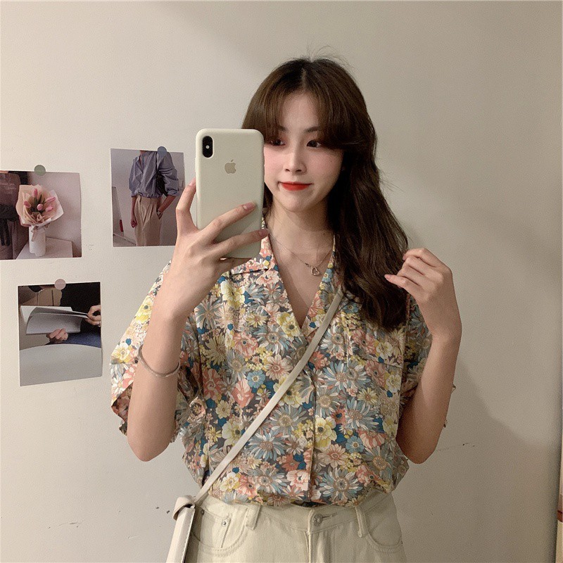 Áo Sơ Mi Chiffon Nữ Họa Tiết Hoa Thời Trang Phong Cách Retro | BigBuy360 - bigbuy360.vn