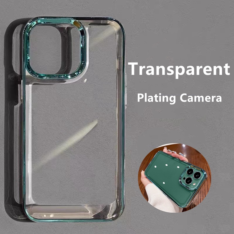 Ốp Điện Thoại Cứng Trong Suốt Mạ Điện Sang Trọng Chống Rơi Cho iPhone 12 13 pro max 11 promax X XS XR
