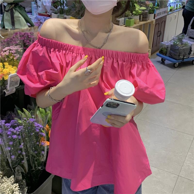 Áo kiểu ZHELIHANGFEI tay phồng trễ vai quyến rũ dễ phối đồ hợp thời trang