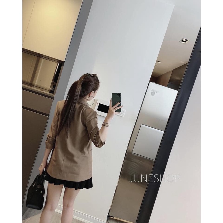 Áo blazer nữ công sở 2 lớp xuông dài tay phong cách Hàn Quốc YUKAGO TQ65622G