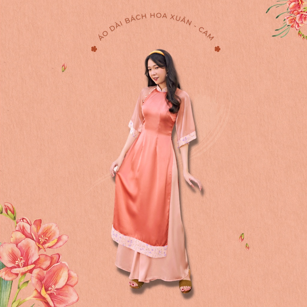 Sumire Store Áo dài Bách Hoa Xuân - Cam