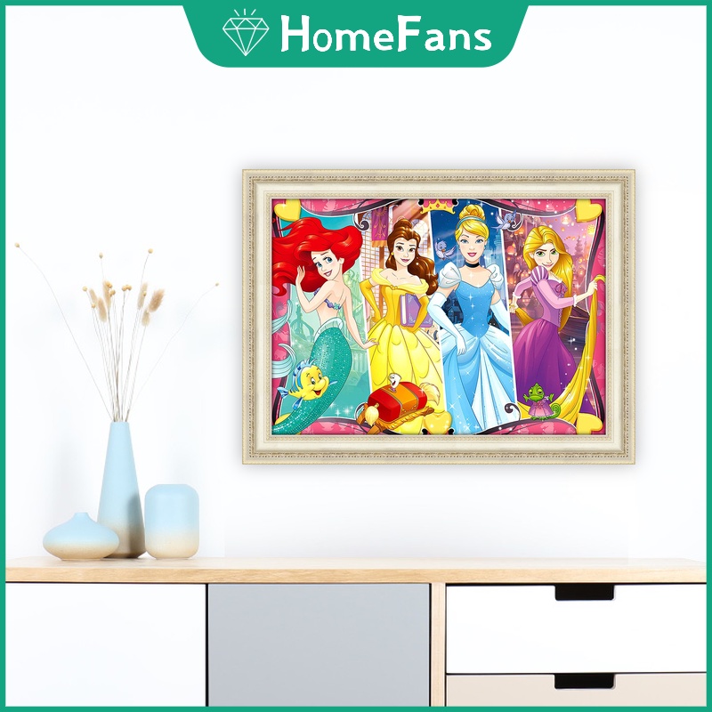 DISNEY Tranh Đính Đá 5D Tự Làm Hình Công Chúa Và Nữ Hoàng 40x30cm/50x40cm Trang Trí Nhà Cửa