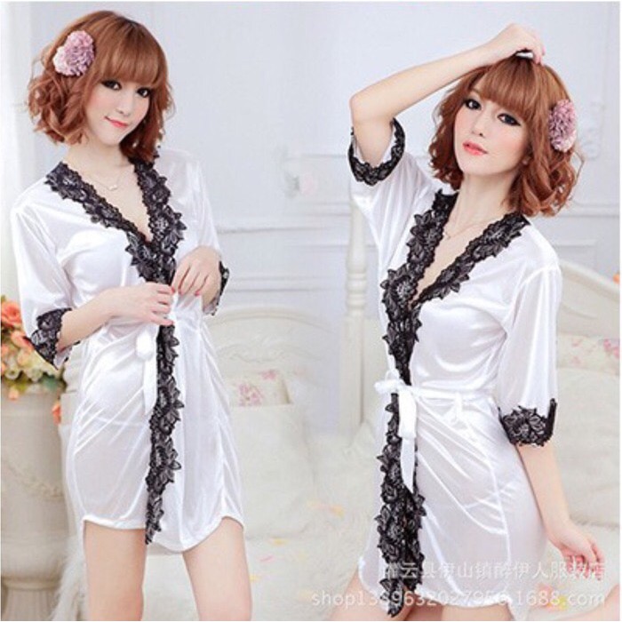 Áo Choàng Ngủ Vải Satin Kiểu Kimono Gợi Cảm Hàng Nhập Khẩu Mới Nhất 379