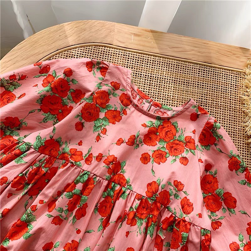 Váy dài tay thu đông họa cực xinh cho bé gái size nhỡ size đại T02