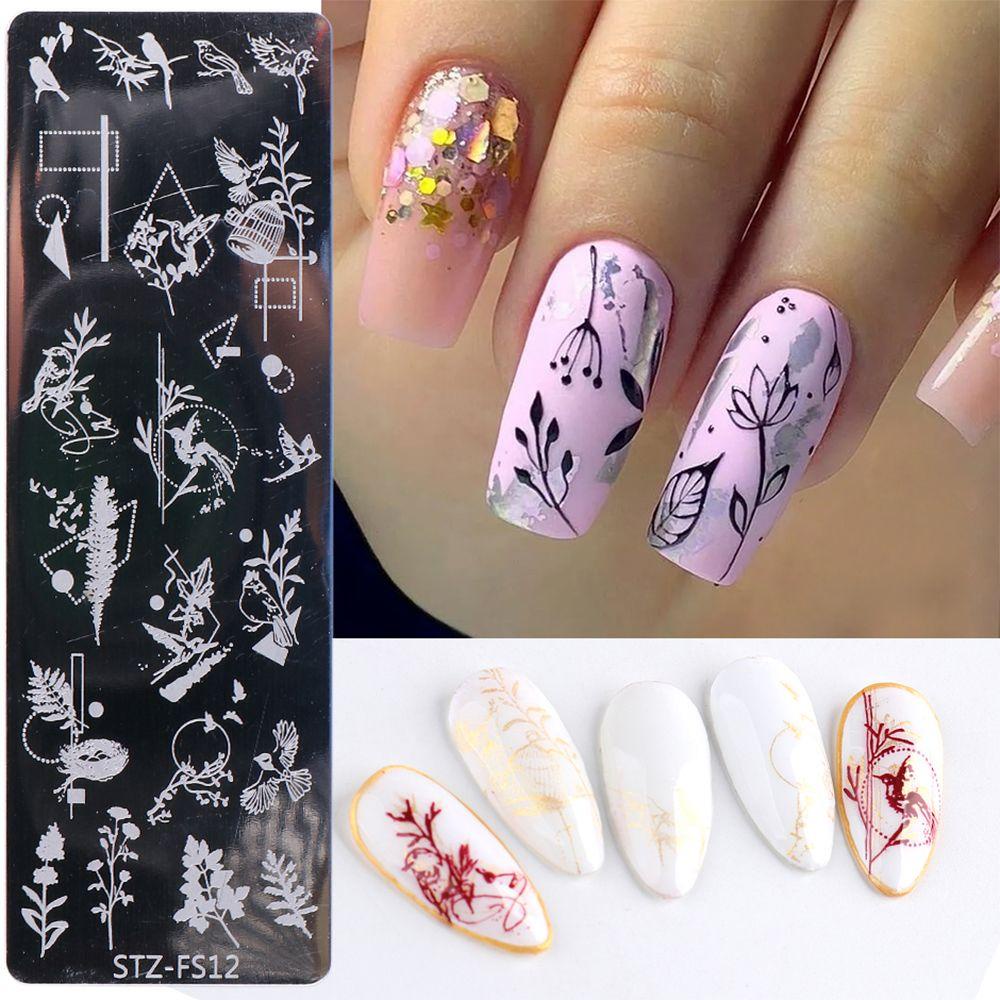 JUNE Khuôn In Họa Tiết Trang Trí Móng Tay