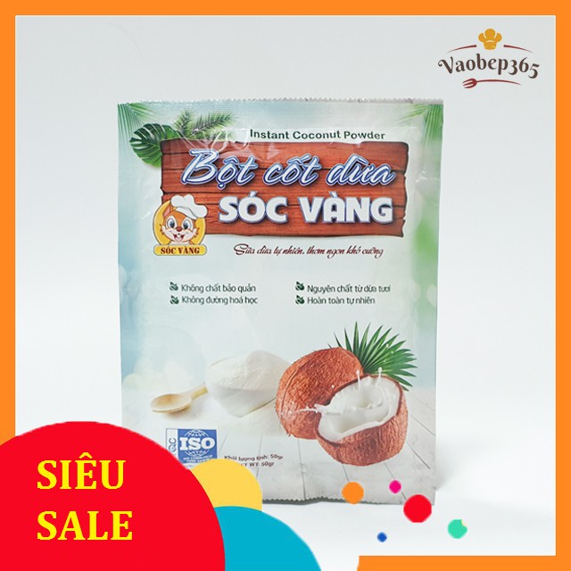 Bột cốt dừa con sóc vàng làm chè 50gr Vaobep365