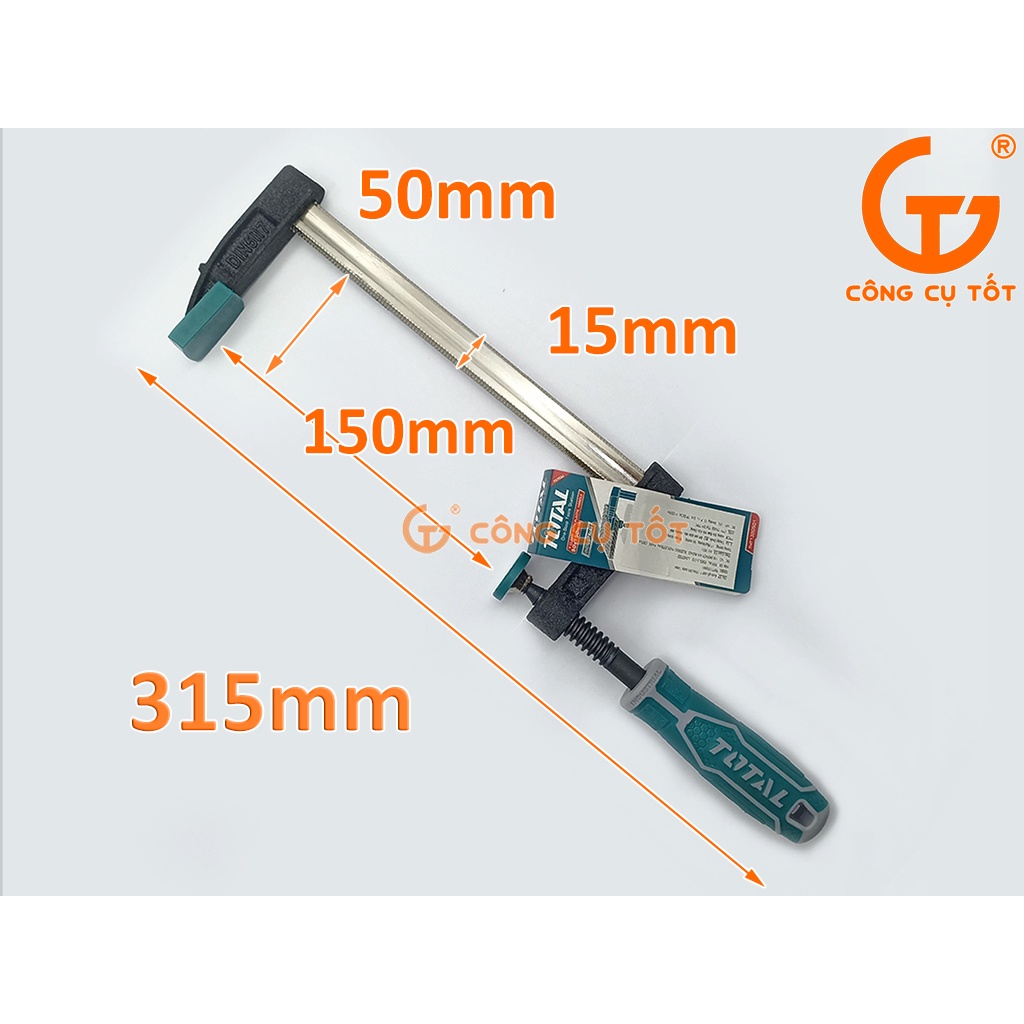 Kẹp gỗ chữ F 50x150mm lực kẹp 170kg Total THT1320501
