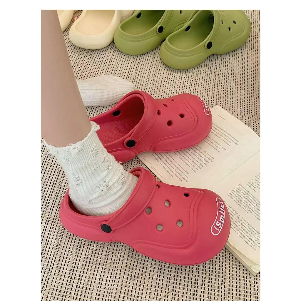 Dép Sandal Bít Mũi 5CM Đế Bánh Mì / Trắng / Đen Chống Trượt Thời Trang Mùa Hè 2023