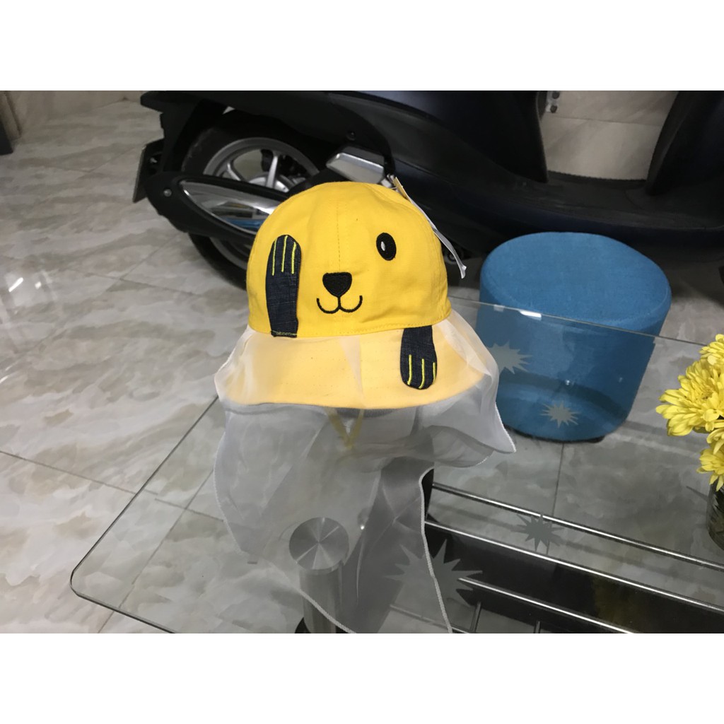 Mũ kèm khăn voan cho bé sơ sinh (0-2 tuổi)- cho che mat bảo vệ an toàn cho bé