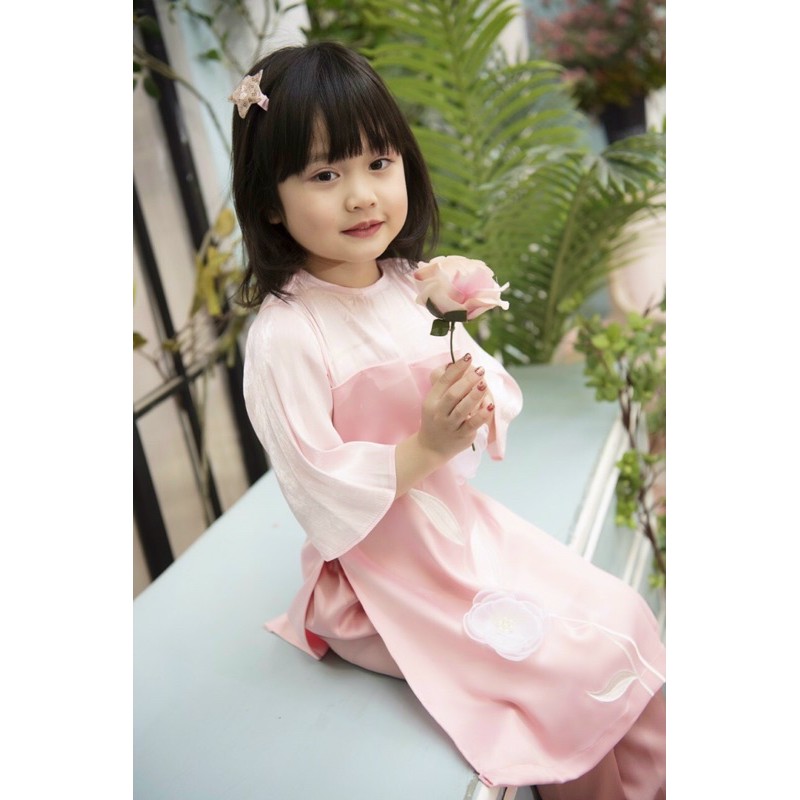 ⚡️BÁN SỈ⚡️ Set áo dài bé gái đính hoa nổi