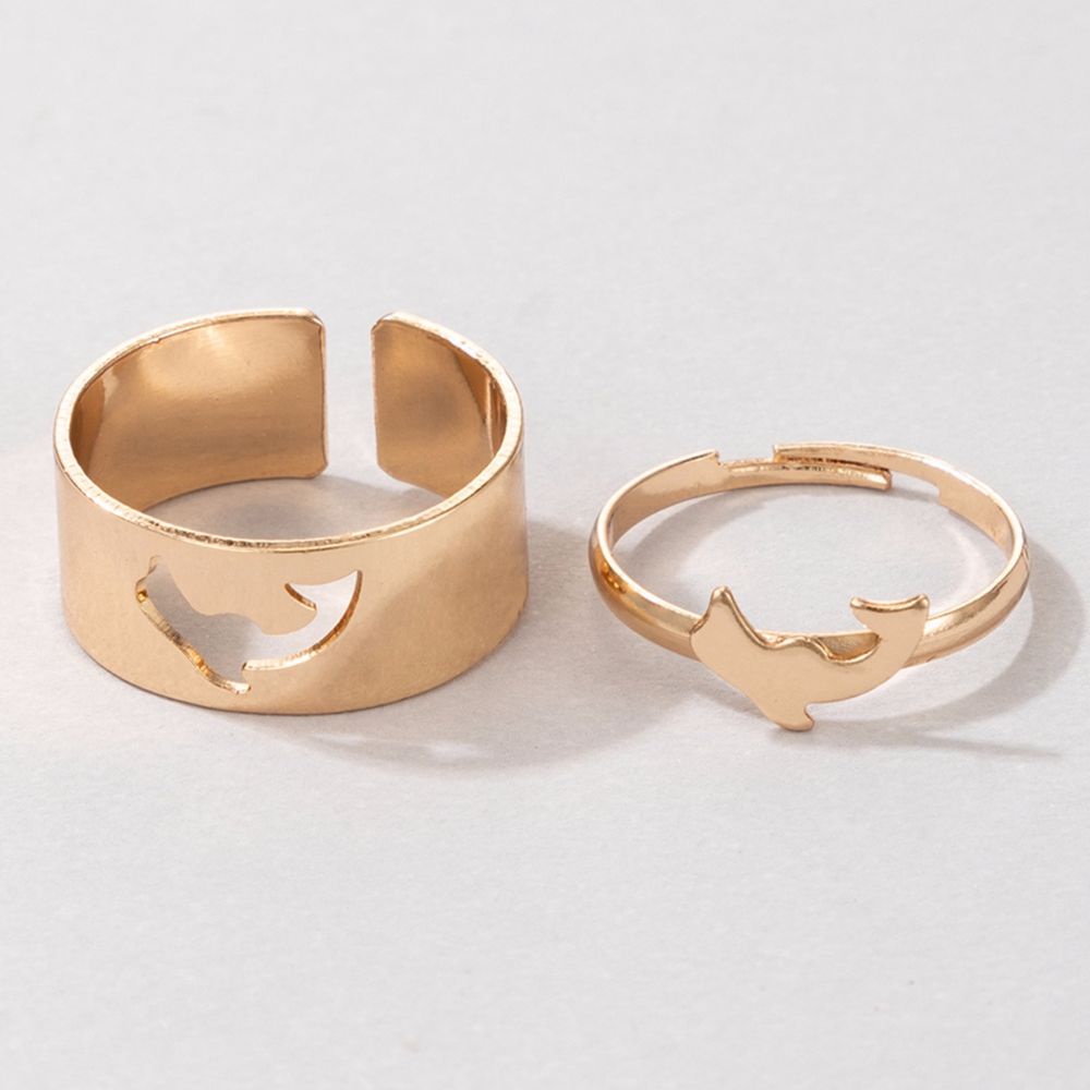 Set 2 nhẫn đeo ngón tay hình nơ/ ngôi sao/ cá heo/ bướm thời trang cho nam và nữ