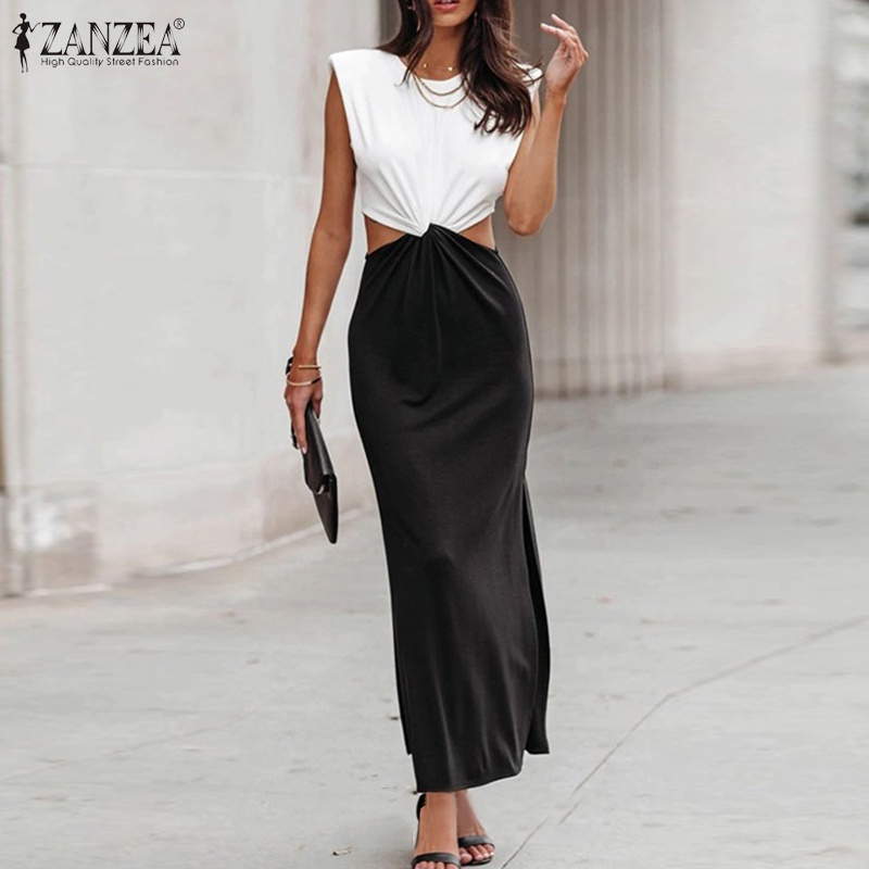 Đầm dài ZANZEA không tay cổ tròn hở lưng thời trang cho nữ