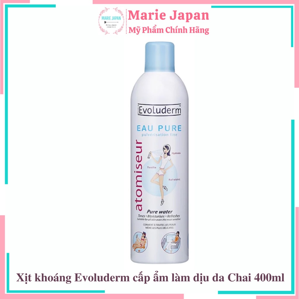 Xịt khoáng Evoluderm Atomiseur Eau Pure cấp ẩm làm dịu da chai 400ml