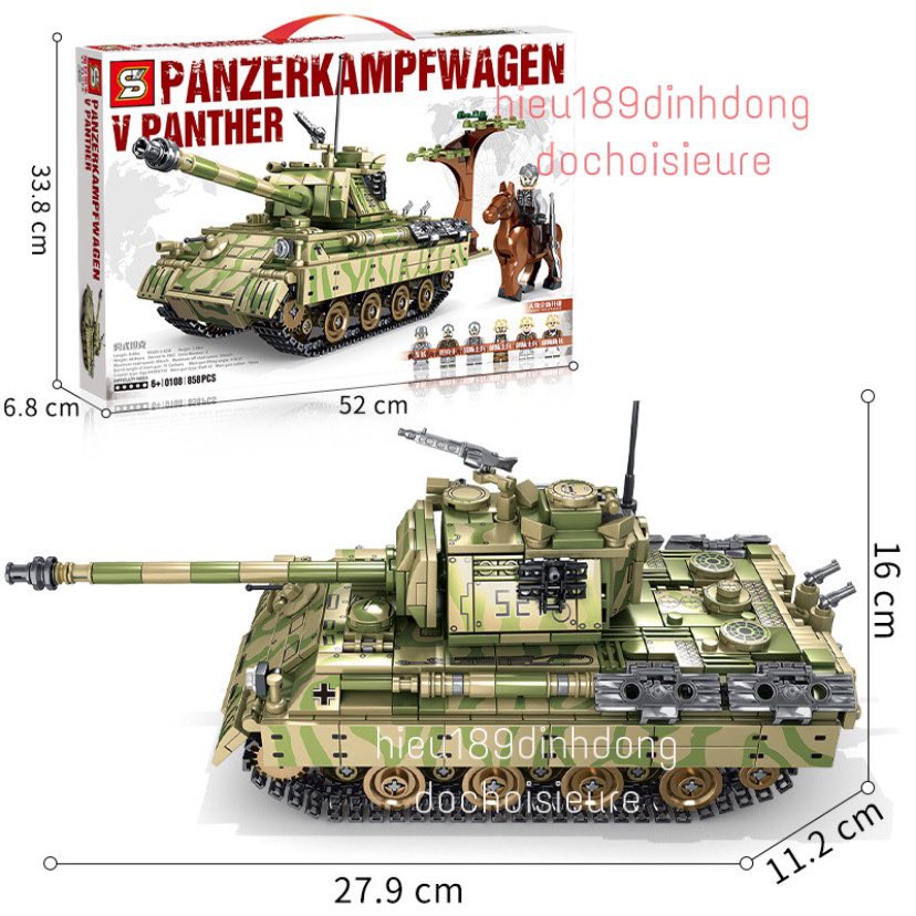 Lắp Ráp Xếp Hình non Lego City SY0108 : Xe tank PZ Panther V panzerkampfwargen 858 mảnh