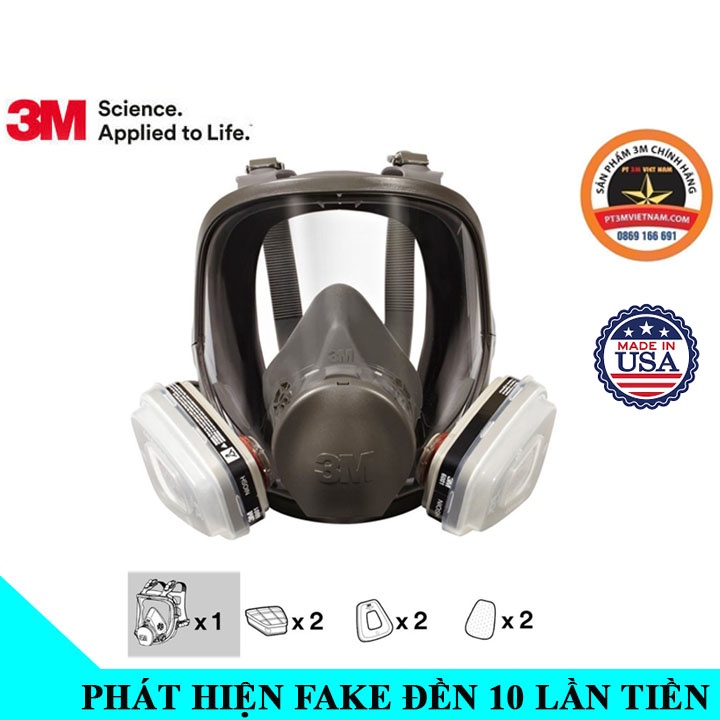 Mặt nạ chống độc cả mặt 3m 6800 - Bộ mặt nạ chống độc 7 món - Phun sơn - Chống hóa chất